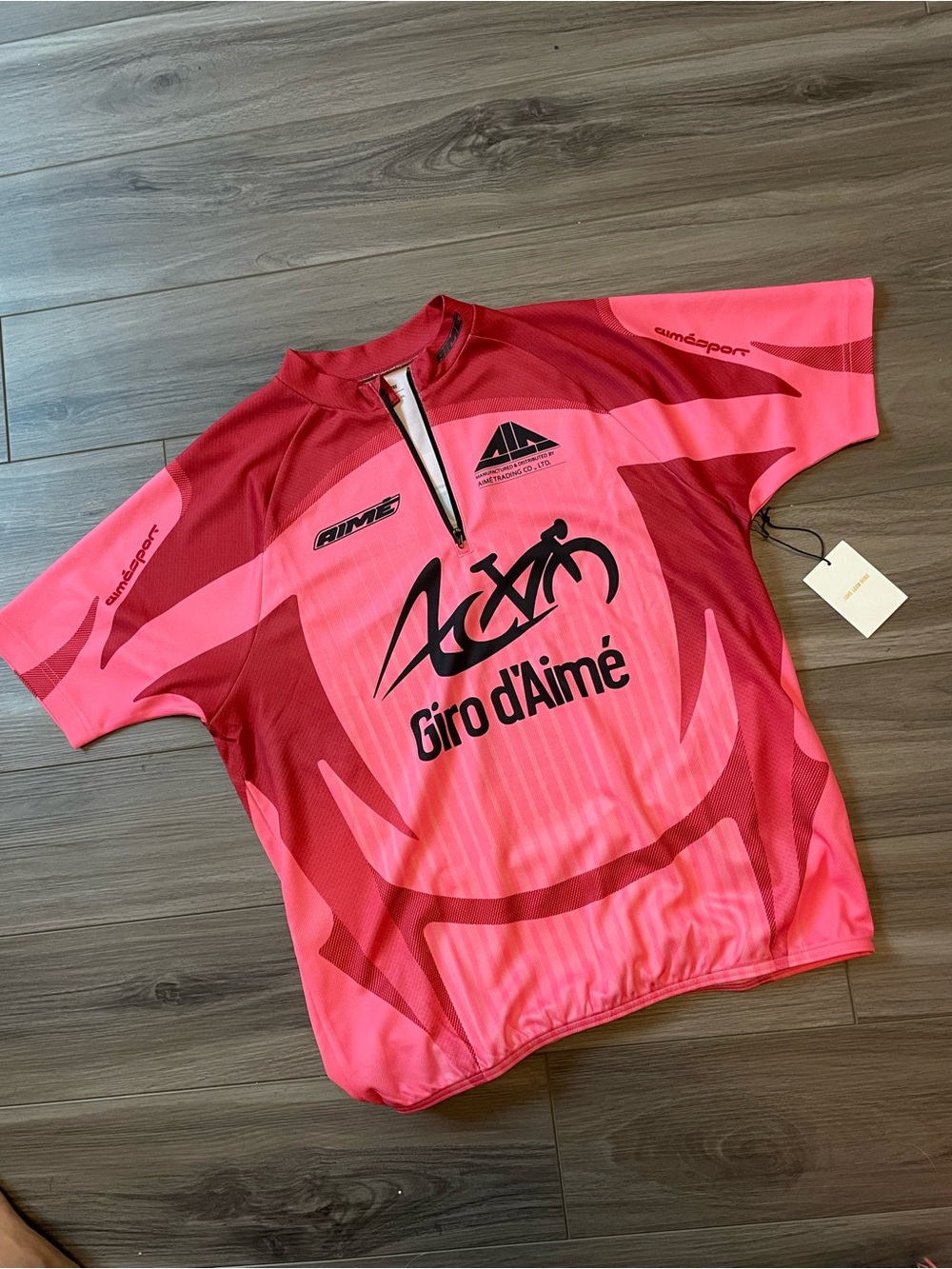 Aime Leon Dore Pink and Red Giro d'Aime Cycling Jersey